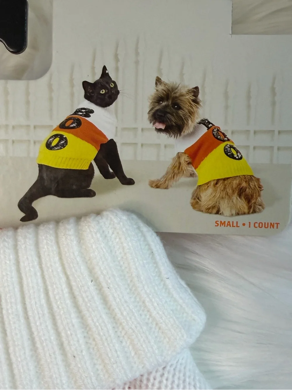 Candy Corn 'BOO' Black Sequins Knit Dog Sweater - Small